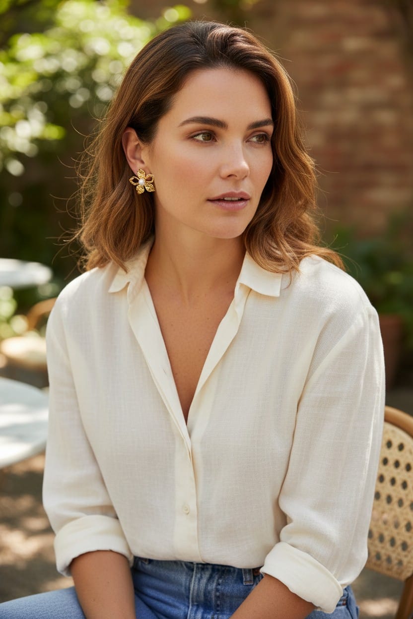 Golden Bloom Pearl Earrings