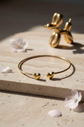 Pulsera Twin Hearts Gold | Brazalete Corazones Acero Inoxidable 316L