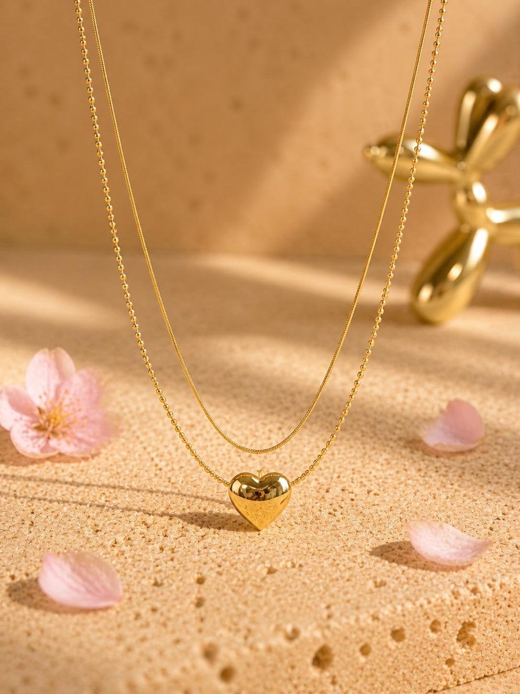 Collar Amour Gold | Collar Corazón Doble Acero Inoxidable 316L