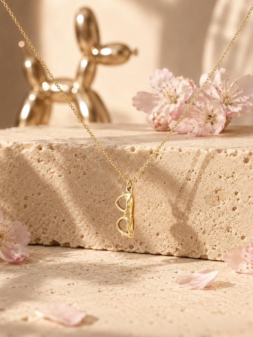 Collar Heart Glasses Gold | Collar Gafas Corazón Acero Inoxidable 316L
