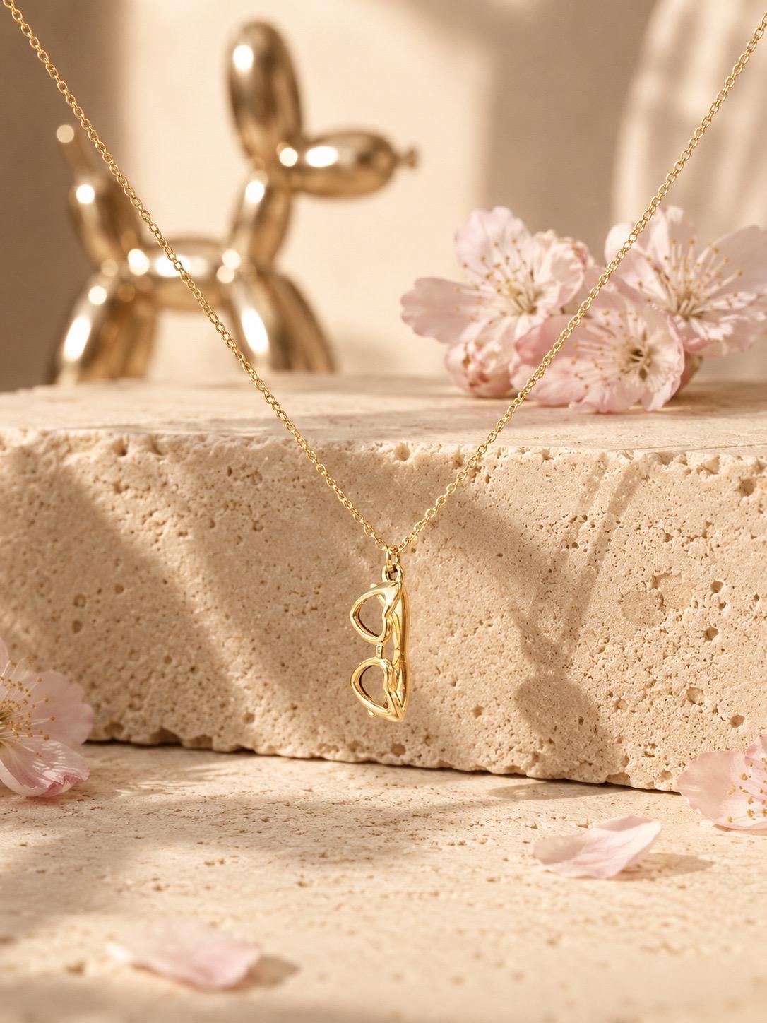 Collar Heart Glasses Gold | Collar Gafas Corazón Acero Inoxidable 316L